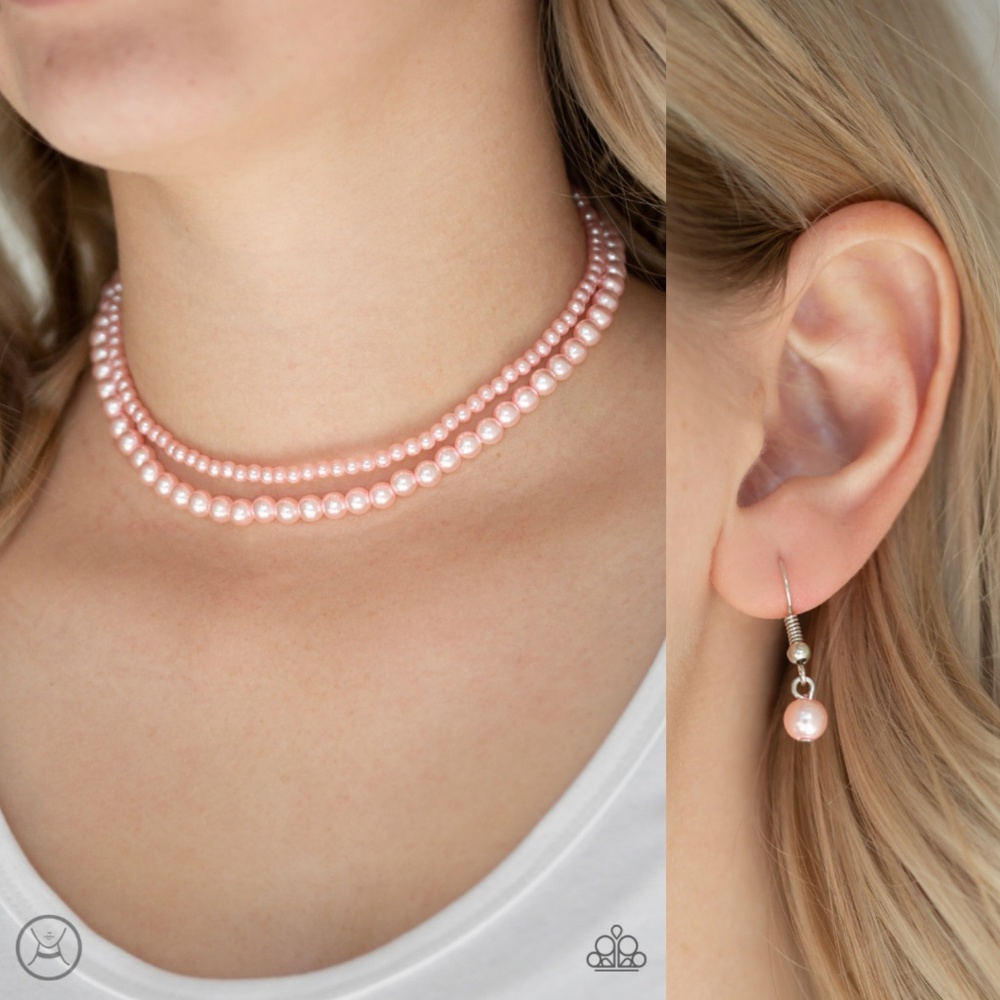 Pink Choker with Earrings